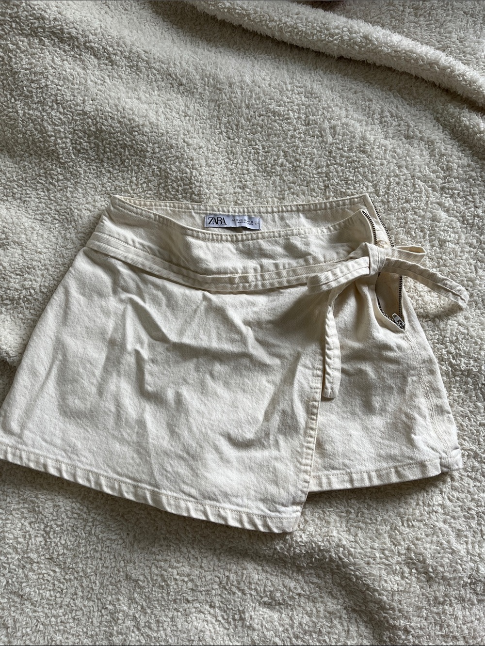 ZARA Cream Wrap Skort with Side Tie